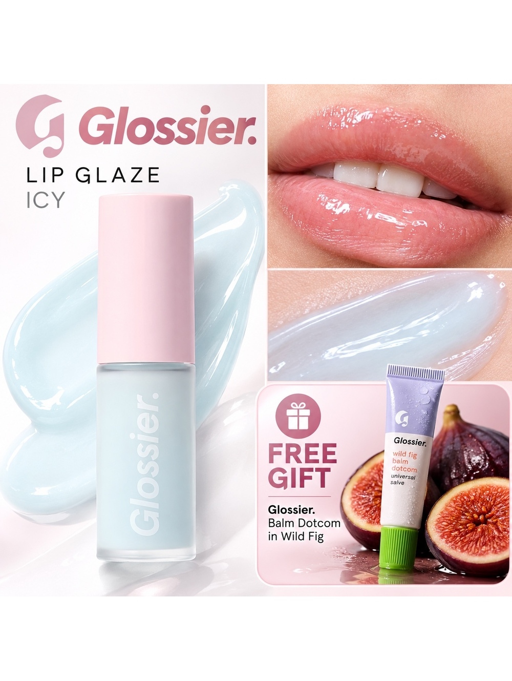 Glossier • Lip Glaze • Icy ❄️ • Free Balm Dotcom w/ Purchase - Both new in Box